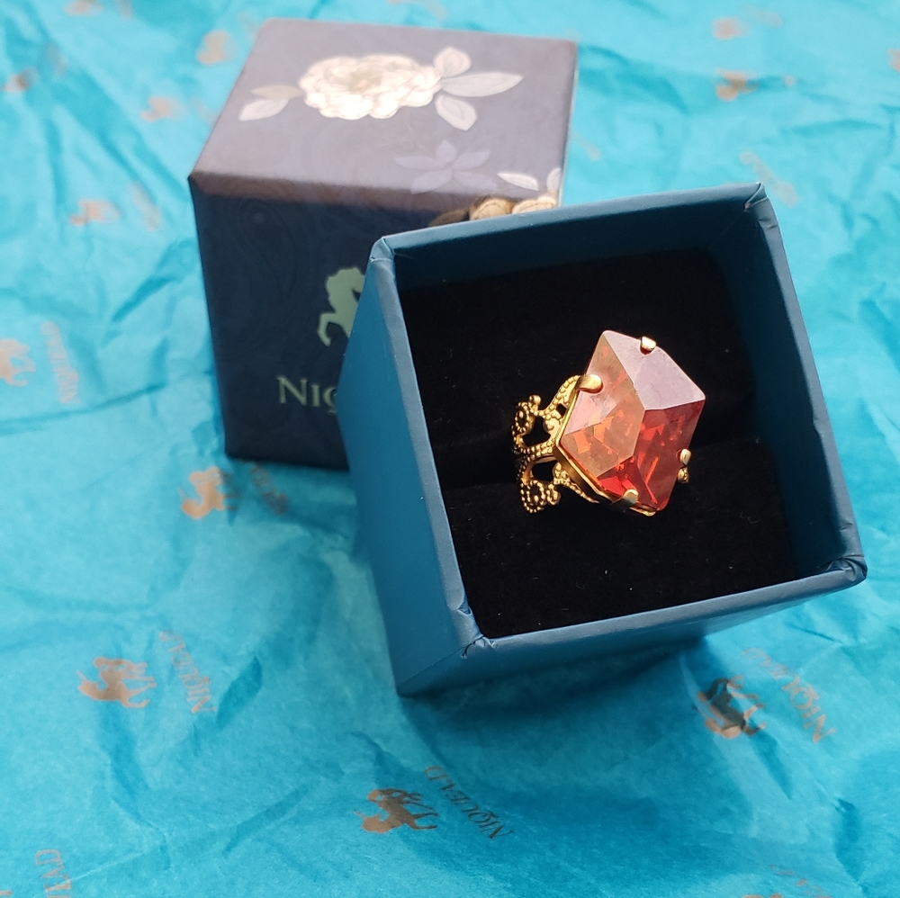 Crystal Looking Square Statement Ring - image 1